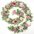 8.85Ft Flower Garland, Eucalyptus Greenery Garland with Flowers, Pink Rose Floral Vines for Wedding Reception