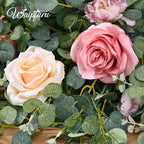 8.85Ft Flower Garland, Eucalyptus Greenery Garland with Flowers, Pink Rose Floral Vines for Wedding Reception, alternate view