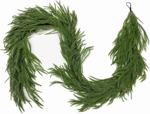 8.99FT Christmas Norfolk Pine Garland Real Touch Pine Artificial Garlands Faux Greenery Garland Winter Christmas