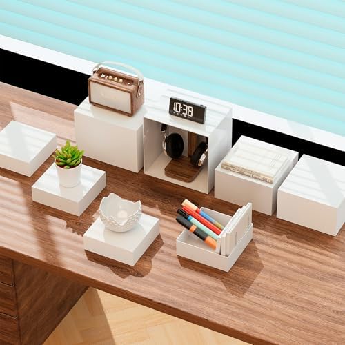 8” Buffet Risers with Mini Signs, Buffet Table Risers and Stands, Acrylic Cube Display Box for Catering Party, alternate view
