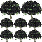 8 Bundles Artificial Peonies Flowers, Black in Black