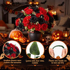 8 Bundles Artificial Peonies Flowers, Black, Red in Black, Red, alternate view 3