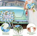 8 Bundles Artificial Peonies Flowers, Blue, White in Blue, White, alternate view 3