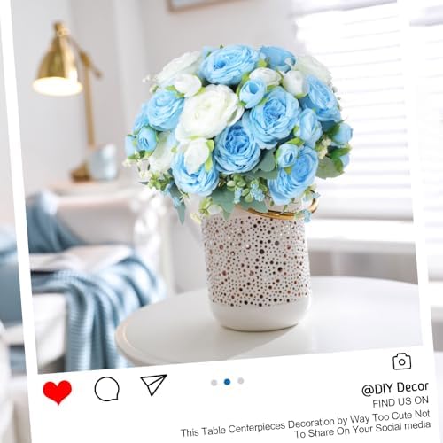 8 Bundles Artificial Peonies Flowers, Blue, White in Blue, White, alternate view 4