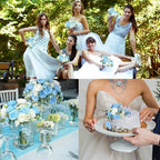 8 Bundles Artificial Peonies Flowers, Blue, White in Blue, White, alternate view 6