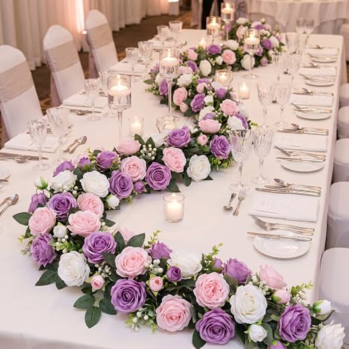 8 Bundles Artificial Peonies Flowers, Dark Purple, Pink, White in Dark Purple, Pink, White, alternate view 4
