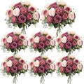 8 Bundles Artificial Peonies Flowers, Dusty Pink, Dusty Rose in Dusty Pink, Dusty Rose