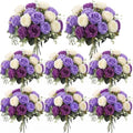 8 Bundles Artificial Peonies Flowers, Mixed Purple, White in Mixed Purple, White