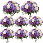 8 Bundles Artificial Peonies Flowers, Mixed Purple, White in Mixed Purple, White