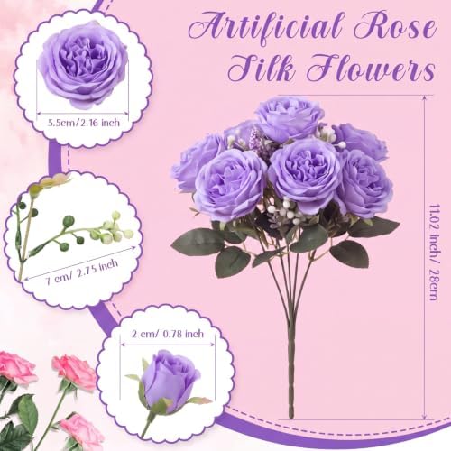 8 Bundles Artificial Peonies Flowers, Mixed Purple, White in Mixed Purple, White, alternate view 2