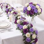 8 Bundles Artificial Peonies Flowers, Mixed Purple, White in Mixed Purple, White, alternate view 3