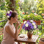 8 Bundles Artificial Peonies Flowers, Mixed Purple, White in Mixed Purple, White, alternate view 6