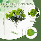 8 Bundles Artificial Peonies Flowers, Olive Green in Olive Green, alternate view 2