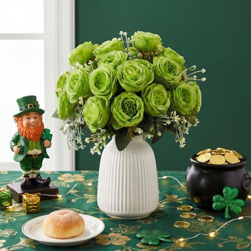 8 Bundles Artificial Peonies Flowers, Olive Green in Olive Green, alternate view 3