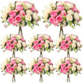 8 Bundles Artificial Peonies Flowers, Pink, Champagne in Pink, Champagne