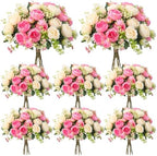 8 Bundles Artificial Peonies Flowers, Pink, Champagne in Pink, Champagne
