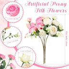 8 Bundles Artificial Peonies Flowers, Pink, Champagne in Pink, Champagne, alternate view 2