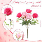 8 Bundles Artificial Peonies Flowers, Pink, Orange in Pink, Orange, alternate view 2