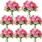 8 Bundles Artificial Peonies Flowers, Rose Pink, Light Pink in Rose Pink, Light Pink