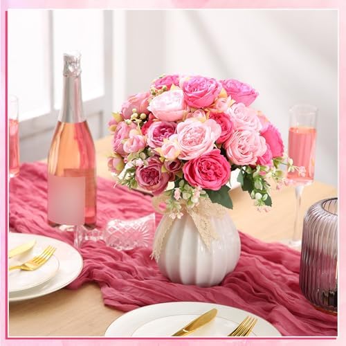 8 Bundles Artificial Peonies Flowers, Rose Pink, Light Pink in Rose Pink, Light Pink, alternate view 3