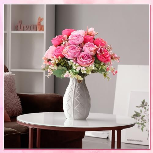 8 Bundles Artificial Peonies Flowers, Rose Pink, Light Pink in Rose Pink, Light Pink, alternate view 5