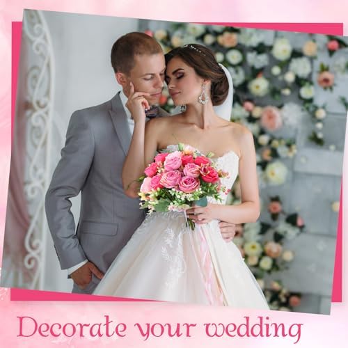 8 Bundles Artificial Peonies Flowers, Rose Pink, Light Pink in Rose Pink, Light Pink, alternate view 6