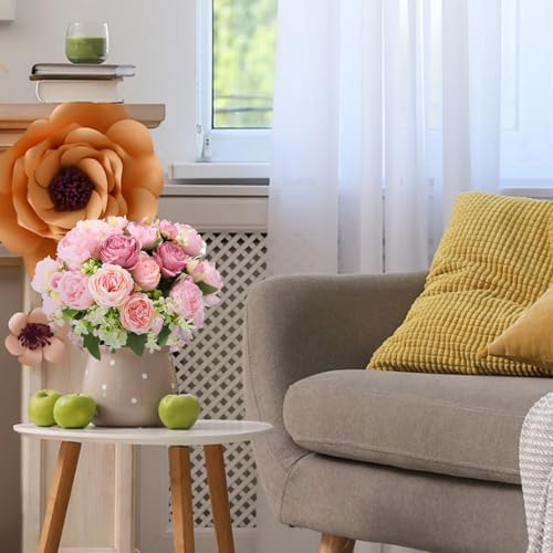8 Bundles Artificial Peonies Flowers, Russet Red, Light Pink in Russet Red, Light Pink, alternate view 5