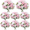 8 Bundles Artificial Peonies Flowers, White and Pink in White and Pink
