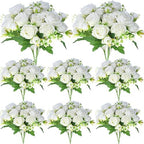 8 Bundles Artificial Peonies Flowers, White in White