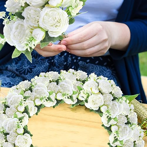 8 Bundles Artificial Peonies Flowers, White in White, alternate view 5