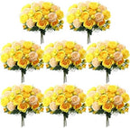 8 Bundles Artificial Peonies Flowers, Yellow, Champagne in Yellow, Champagne
