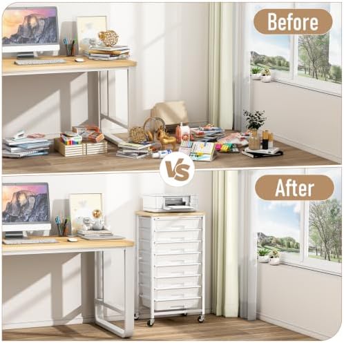 8-Drawers Rolling Cart, Craft Storage Utility Cart, White layer, alternate view 5