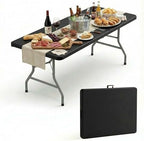 8 Foot Foldable Table with Built in Handle & Steel Legs