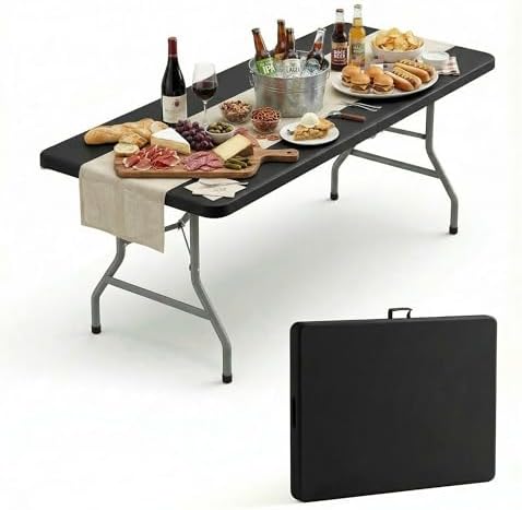 8 Foot Foldable Table with Built in Handle & Steel Legs