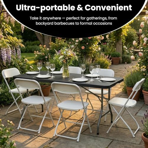8 Foot Foldable Table with Built in Handle & Steel Legs, alternate view 5