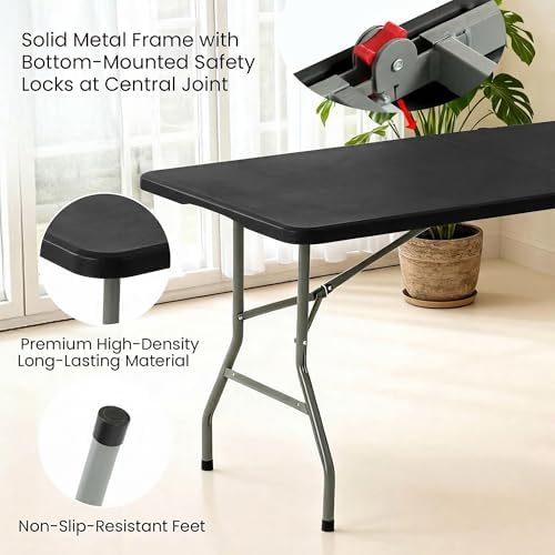 8 Foot Foldable Table with Built in Handle & Steel Legs, alternate view 6