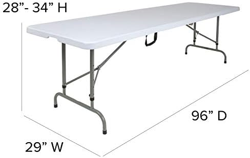 8-Foot White Adjustable Bi-Fold Plastic Folding Table, alternate view 2