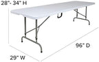 8-Foot White Adjustable Bi-Fold Plastic Folding Table, alternate view 2