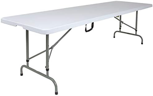 8-Foot White Adjustable Bi-Fold Plastic Folding Table, alternate view 3