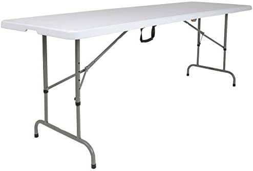 8-Foot White Adjustable Bi-Fold Plastic Folding Table, alternate view 7