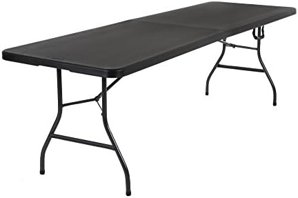 8 ft. Fold-in-Half Banquet Table w/Handle, Black in Black