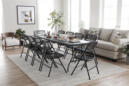 8 ft. Fold-in-Half Banquet Table w/Handle, Black in Black, alternate view 2