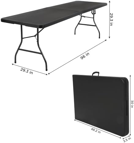 8 ft. Fold-in-Half Banquet Table w/Handle, Black in Black, alternate view 3
