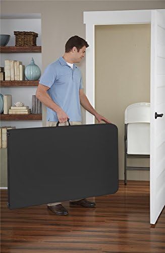 8 ft. Fold-in-Half Banquet Table w/Handle, Black in Black, alternate view 4