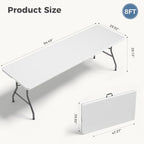 8 FT Folding Picnic Table, Portable Plastic Table, Easy to Keep, alternate view 3