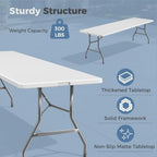 8 FT Folding Picnic Table, Portable Plastic Table, Easy to Keep, alternate view 4