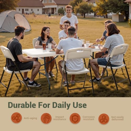 8 FT Folding Table Set with 4 Folding Chairs, Heavy Duty Steel Frame, alternate view 3