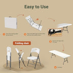 8 FT Folding Table Set with 4 Folding Chairs, Heavy Duty Steel Frame, alternate view 6