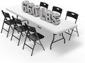 8 FT Folding Table Set with 6 Folding Chairs, Heavy Duty Steel Frame