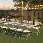 8 FT Folding Tables for Camping Party Picnic, School, Dinning, White in White, alternate view 2